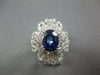 ESTATE LARGE 7CT DIAMOND & AAA SAPPHIRE 18K WHITE GOLD OVAL FLOWER COCKTAIL RING