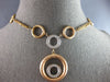 ESTATE .32CT DIAMOND 14KT TRI COLOR GOLD 3D MULTI CIRCULAR LARIAT LOVE NECKLACE