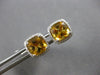 LARGE 3.93CT DIAMOND & AAA CITRINE 18KT WHITE GOLD CUSHION & ROUND STUD EARRINGS