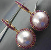 LARGE 1.60CT AAA AMETHYST & PINK SOUTH SEA PEARL 18KT ROSE GOLD HANGING EARRINGS