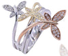 ESTATE .20CT DIAMOND 14KT TRI COLOR GOLD 3D CLASSIC TRIPLE BUTTERFLY LOVE RING