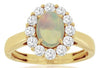 ESTATE 1.65CT DIAMOND & AAA OPAL 14KT YELLOW GOLD OVAL & ROUND FLOWER FUN RING