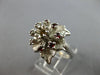 ANTIQUE LARGE .40CT AAA GARNET 14KT WHITE GOLD FLOWER SEMI MOUNT ENGAGEMENT RING