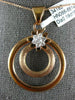 ESTATE .19CT DIAMOND 18KT ROSE GOLD 3D MATTE & SHINY FLOWER CIRCULAR FUN PENDANT