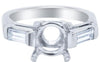 .50CT DIAMOND PLATINUM 3D ROUND & BAGUETTE 4 PRONG SEMI MOUNT ENGAGEMENT RING