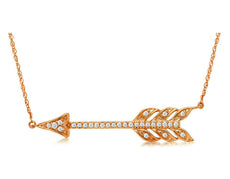 ESTATE .10CT DIAMOND 14KT ROSE GOLD ARROW TO YOUR HEART LOVE NECKLACE