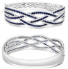 LARGE 7.73CT DIAMOND & AAA SAPPHIRE 14KT WHITE GOLD 3D MULTI ROW BANGLE BRACELET