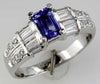 1.24CT DIAMOND & AAA TANZANITE 14KT WHITE GOLD ROUND & BAGUETTE ENGAGEMENT RING