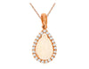 .89CT DIAMOND & AAA OPAL 14KT ROSE GOLD PEAR SHAPE & ROUND HALO FLOATING PENDANT