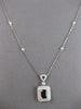 1.74CT DIAMOND & AAA SAPPHIRE 14K WHITE GOLD 3D EMERALD CUT DOUBLE HALO NECKLACE