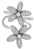 ESTATE LARGE 1.92CT DIAMOND 18K WHITE GOLD ROUND DOUBLE FLOWER CRISS CROSS RING