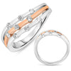 ESTATE .31CT DIAMOND 14KT WHITE & ROSE GOLD 3D CLASSIC THREE ROW ETOILE FUN RING