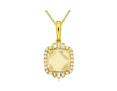 1.58CT DIAMOND & AAA OPAL 14KT YELLOW GOLD ROUND CUSHION & BAGUETTE FUN PENDANT