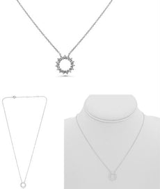 .39CT DIAMOND 14KT WHITE GOLD 3D ROUND CIRCLE OF LIFE ADJUSTABLE LOVE NECKLACE