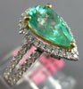 2.44CT DIAMOND & AAA EMERALD 18KT 2 TONE GOLD PEAR SHAPE & ROUND ENGAGEMENT RING