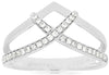 ESTATE .20CT DIAMOND 14KT WHITE GOLD CLASSIC ROUND CRISS CROSS V SHAPE FUN RING