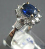 ESTATE 1.83CT DIAMOND & AAA SAPPHIRE 14KT WHITE GOLD OVAL FLOWER ENGAGEMENT RING