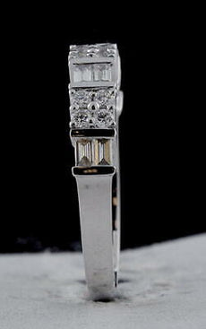 .60CT DIAMOND 18KT WHITE GOLD 3D ROUND & BAGUETTE SEMI ETERNITY ANNIVERSARY RING