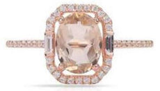 1.19CT DIAMOND & AAA MORGANITE 14KT ROSE GOLD 3D CLASSIC OCTAGON ENGAGEMENT RING