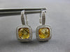 3.22CT DIAMOND & AAA CITRINE 14KT WHITE GOLD CUSHION & ROUND LEVERBACK EARRINGS