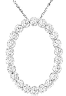 1.0CT DIAMOND 14KT WHITE GOLD CLASSIC ROUND OVAL CIRCLE OF LIFE FLOATING PENDANT