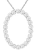 1.0CT DIAMOND 14KT WHITE GOLD CLASSIC ROUND OVAL CIRCLE OF LIFE FLOATING PENDANT