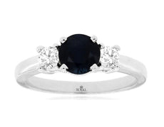 1.4CT DIAMOND & AAA SAPPHIRE 14KT WHITE GOLD PAST PRESENT FUTURE ENGAGEMENT RING