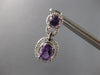 2.25CT DIAMOND & AAA AMETHYST 14KT WHITE GOLD OVAL & ROUND HALO HANGING EARRINGS