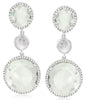 LARGE 18.34CT DIAMOND & AAA GREEN AMETHYST 14KT WHITE GOLD CIRCULAR FUN EARRINGS