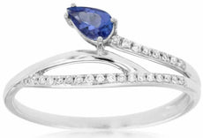 .28CT DIAMOND & AAA TANZANITE 14KT WHITE GOLD PEAR SHAPE & ROUND SNAKE FUN RING ..