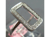 ESTATE WIDE .30CT DIAMOND 14KT WHITE GOLD 3D CLASSIC OPEN RECTANGULAR FUN RING