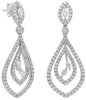 1.81CT DIAMOND 14KT WHITE GOLD ROUND & MARQUISE TEAR DROP LEAF HANGING EARRINGS