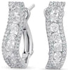 .88CT DIAMOND 14KT WHITE GOLD 3D 3 ROW SWIRL WAVE CLIP ON BAR HANGING EARRINGS