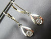 ESTATE .25CT DIAMOND 14K WHITE GOLD CLASSIC SOLITAIRE TEAR DROP HANGING EARRINGS