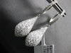 LARGE 1.39CT DIAMOND 18KT WHITE GOLD 3D ROUND CLUSTER TEAR DROP HANGING EARRINGS