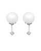 ESTATE .10CT DIAMOND & AAA SOUTH SEA PEARL 18KT WHITE GOLD FUN HANGING EARRINGS