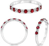 .54CT DIAMOND & AAA RUBY 14K WHITE GOLD 3D ROUND SEMI ETERNITY SHARED PRONG RING