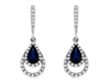 .75CT DIAMOND & AAA SAPPHIRE 14KT WHITE GOLD PEAR SHAPE & ROUND HANGING EARRINGS