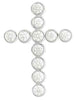 ESTATE 1.24CT DIAMOND 14KT WHITE GOLD CLASSIC ROUND BEZEL CROSS FLOATING PENDANT