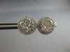 ESTATE 1.13CT DIAMOND 14K WHITE GOLD 3D CLASSIC ROUND CLUSTER HALO STUD EARRINGS