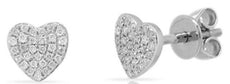 ESTATE .17CT DIAMOND 14KT WHITE GOLD CLASSIC PAVE HEART SHAPE LOVE STUD EARRINGS