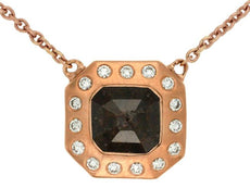 1.65CT WHITE & MOCHA DIAMOND 18KT ROSE GOLD SQUARE OCTAGON ETOILE LOVE NECKLACE