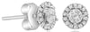 ESTATE .75CT DIAMOND 14KT WHITE GOLD CLASSIC SOLITAIRE HALO FLOWER STUD EARRINGS