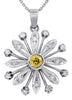 1.5CT WHITE & FANCY YELLOW DIAMOND 14KT WHITE GOLD FLOWER LOVE FLOATING PENDANT