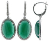 12.85CT DIAMOND & AAA GREEN AGATE 14KT WHITE GOLD OVAL & ROUND HALO EARRINGS