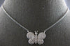 ESTATE LARGE 1.02CT DIAMOND 14KT WHITE GOLD 3D CLASSIC BUTTERFLY LOVE NECKLACE