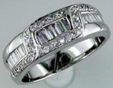 .47CT DIAMOND 14KT WHITE GOLD 3D ROUND & BAGUETTE CHANNEL CRISS CROSS FUN RING