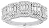 1.0CT DIAMOND 14KT WHITE GOLD 3D ROUND & BAGUETTE CLUSTER HALO ANNIVERSARY RING