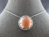.75CT DIAMOND & AAA CORAL 14KT WHITE GOLD 3D CLASSIC ROUND HALO FLOATING PENDANT