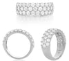 WIDE 4.76CT DIAMOND 14KT WHITE GOLD ROUND 3 ROW CLASSIC WEDDING ANNIVERSARY RING
